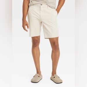 Goodfellow Chino Dress Shorts Men’s 42 Cream Flat Front Stretch NWT